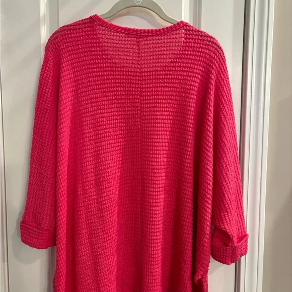 Zenana fuchsia waffle knit top NWOT L/XL - Picture 3 of 7